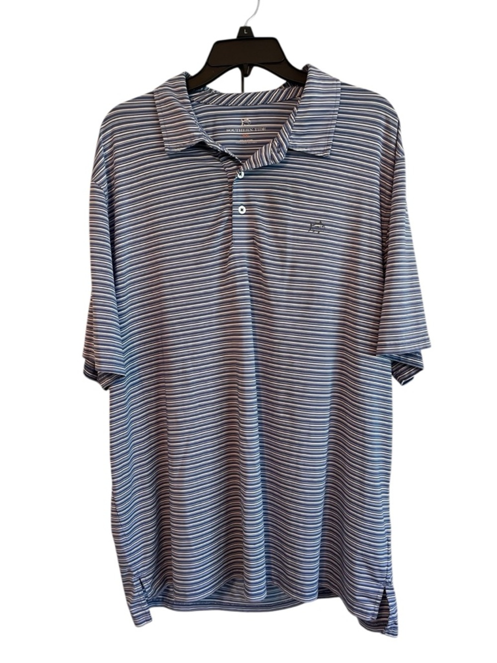 Southern Tide Performance Polo XXL Blue Striped Short Sleeve Golf Shirt Mens